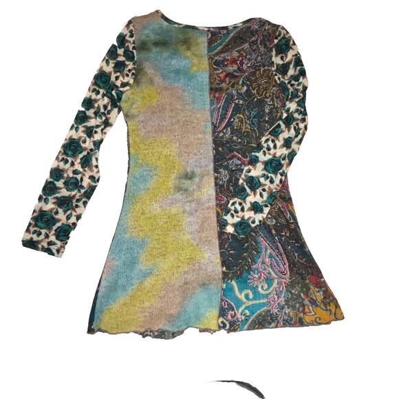 Radzoli Women's Whimsical Goth Knit Small Patchwork Tunic Top Multicolor - Picture 8 of 10